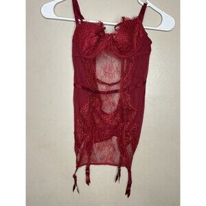 Victoria’s Secret Women’s Red Lace Lingerie Bustier Corset With  Size 34B Sexy